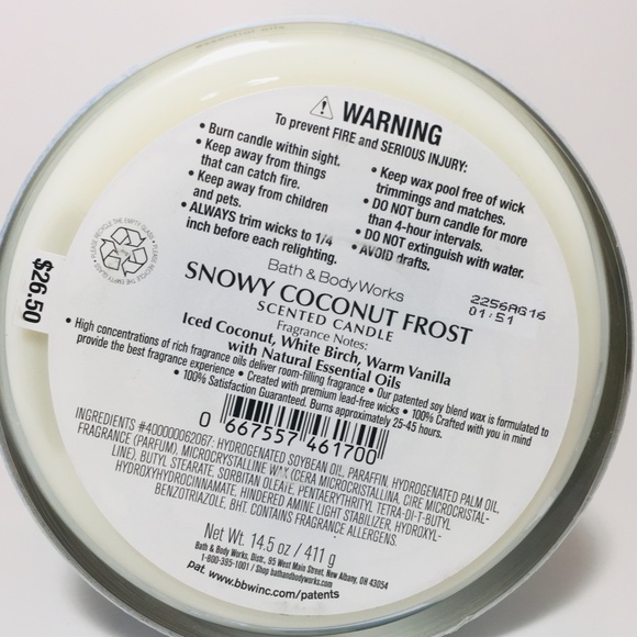 SNOWY COCONUT FROST 3 Wick Candle - Picture 3 of 3